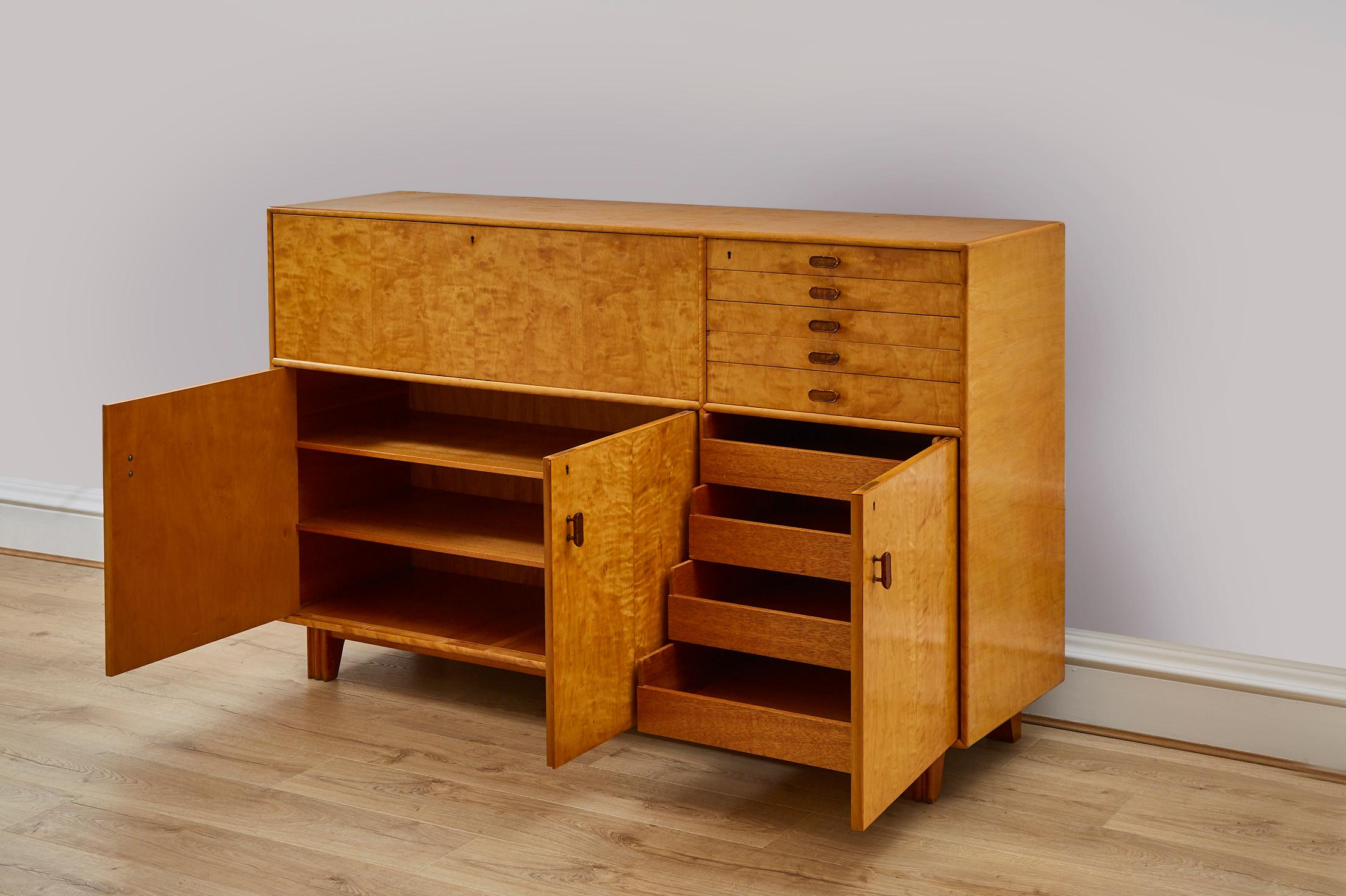 20th Century Axel Larsson Bodafors Art Deco Birch Wood Cabinet / Sideboard, 1930's For Sale