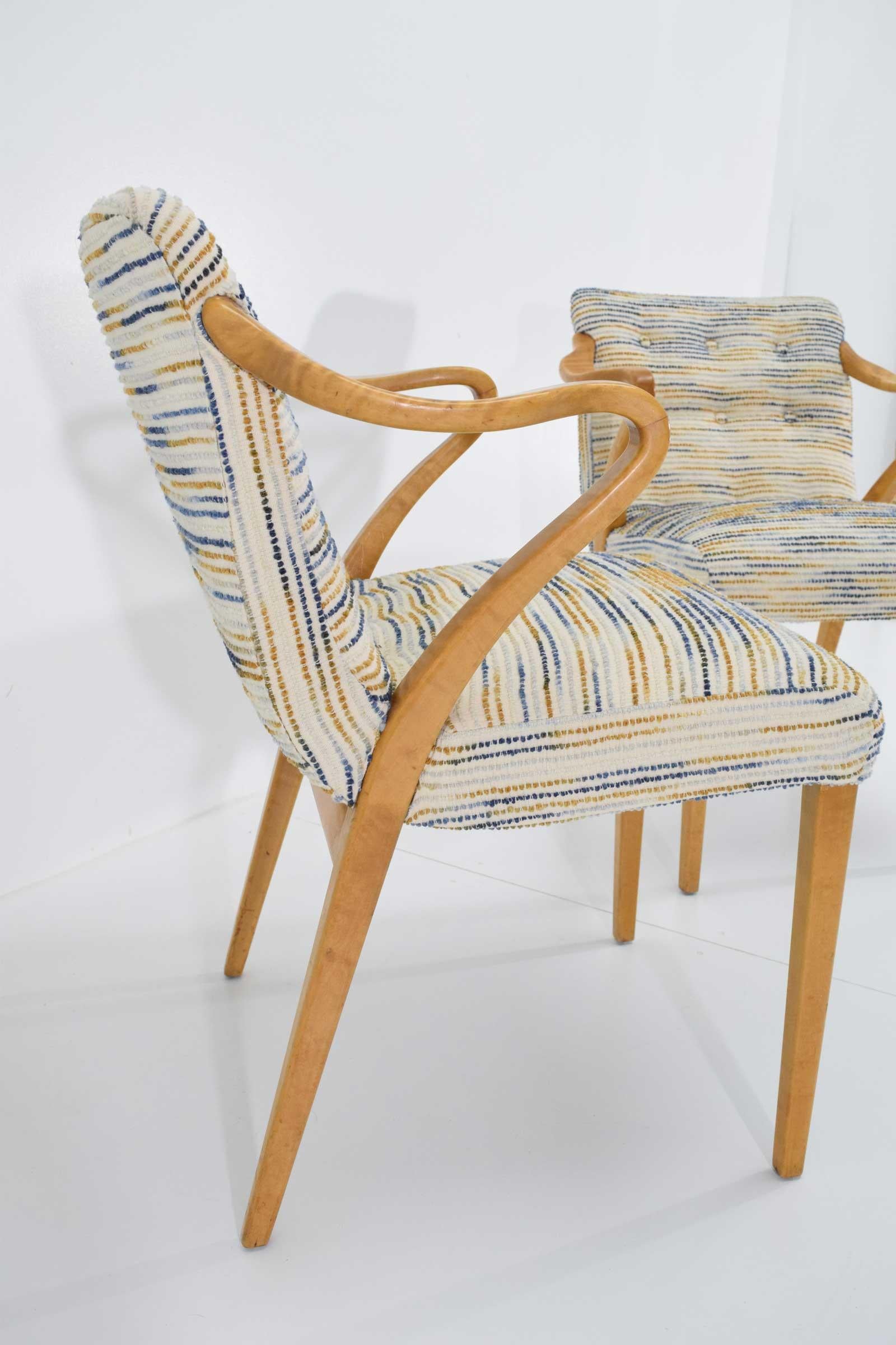 Axel Larsson for Bodafors Armchairs, 1936 in Blue/Gold Upholstery 4