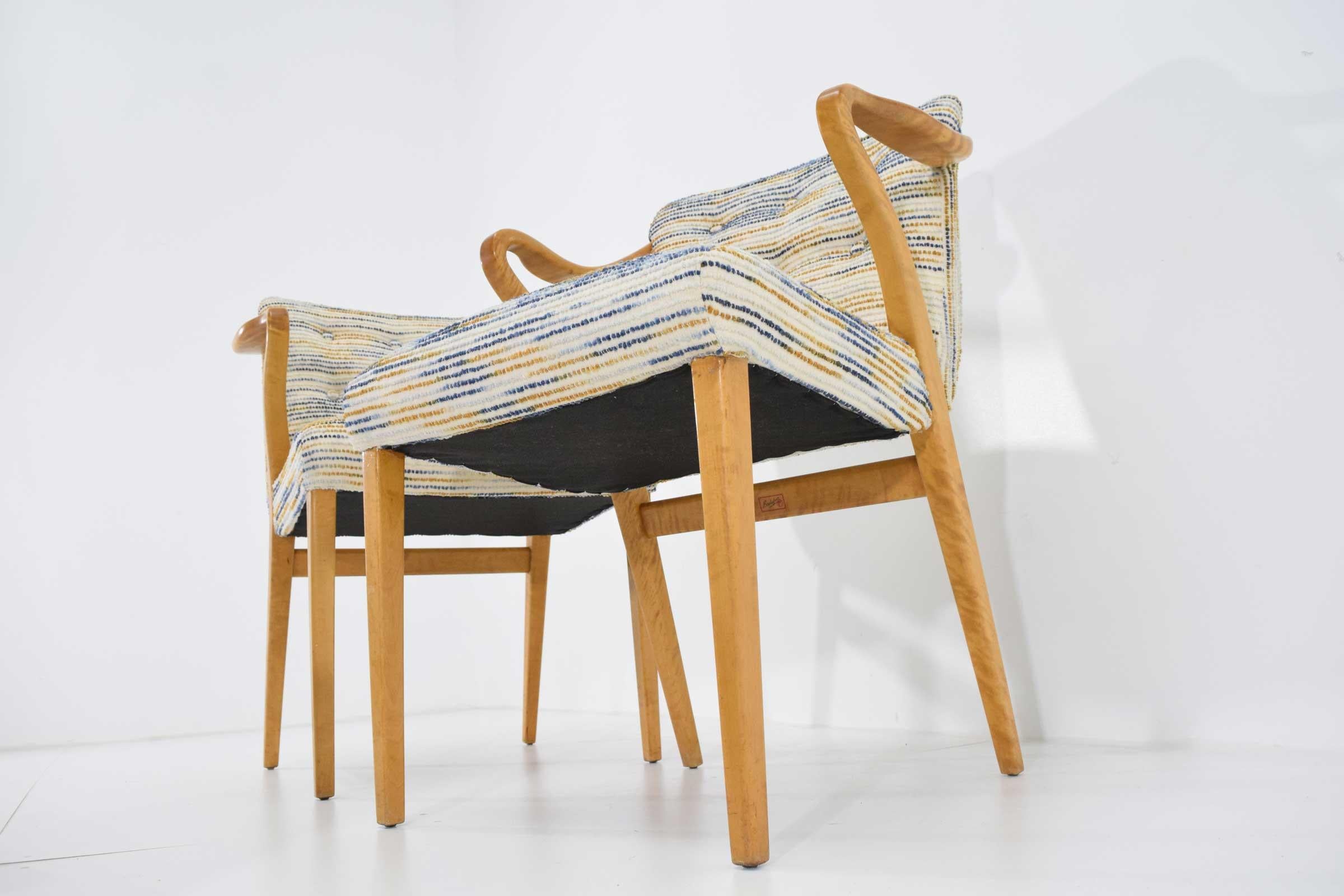 Axel Larsson for Bodafors Armchairs, 1936 in Blue/Gold Upholstery 10