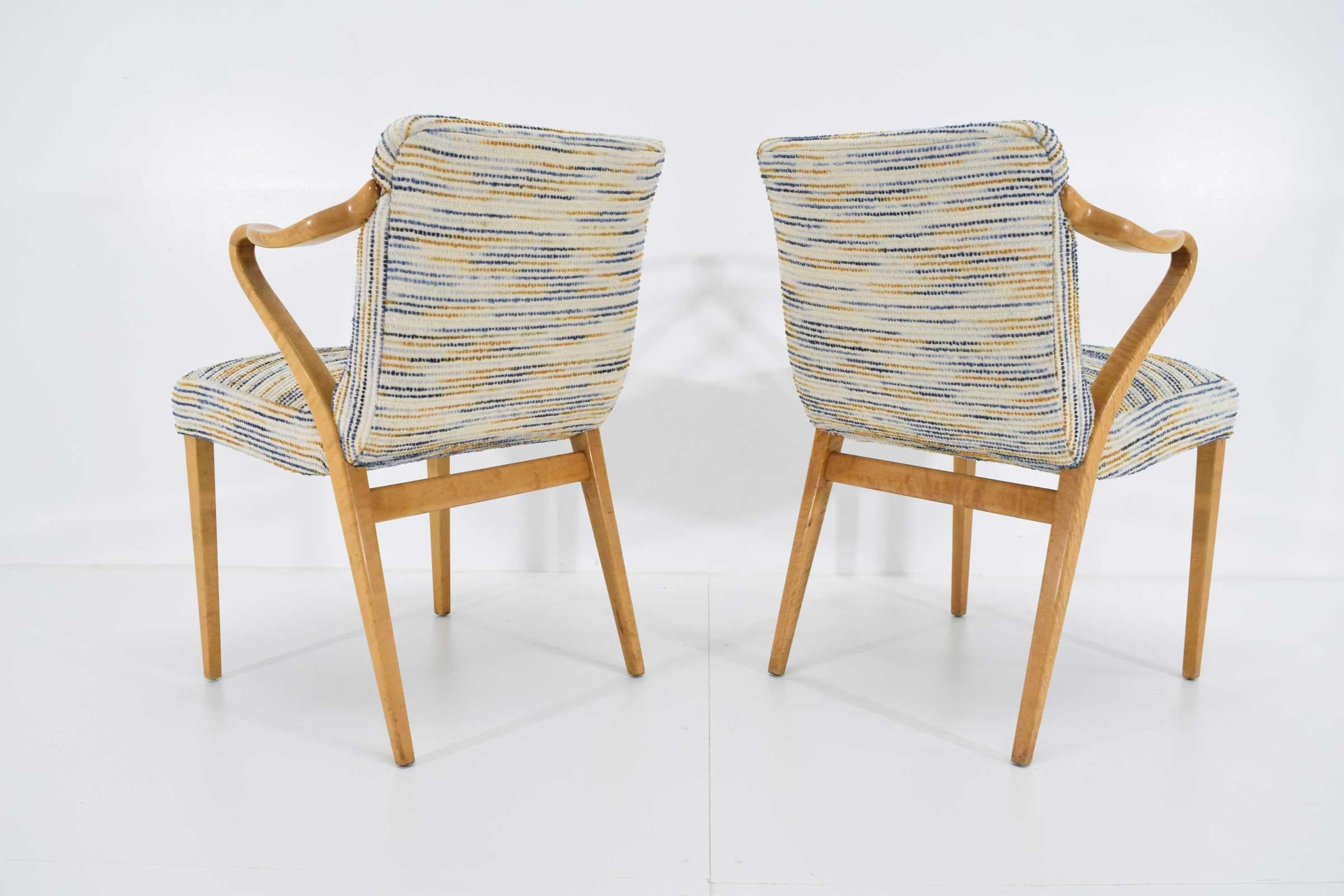 Swedish Axel Larsson for Bodafors Armchairs, 1936 in Blue/Gold Upholstery