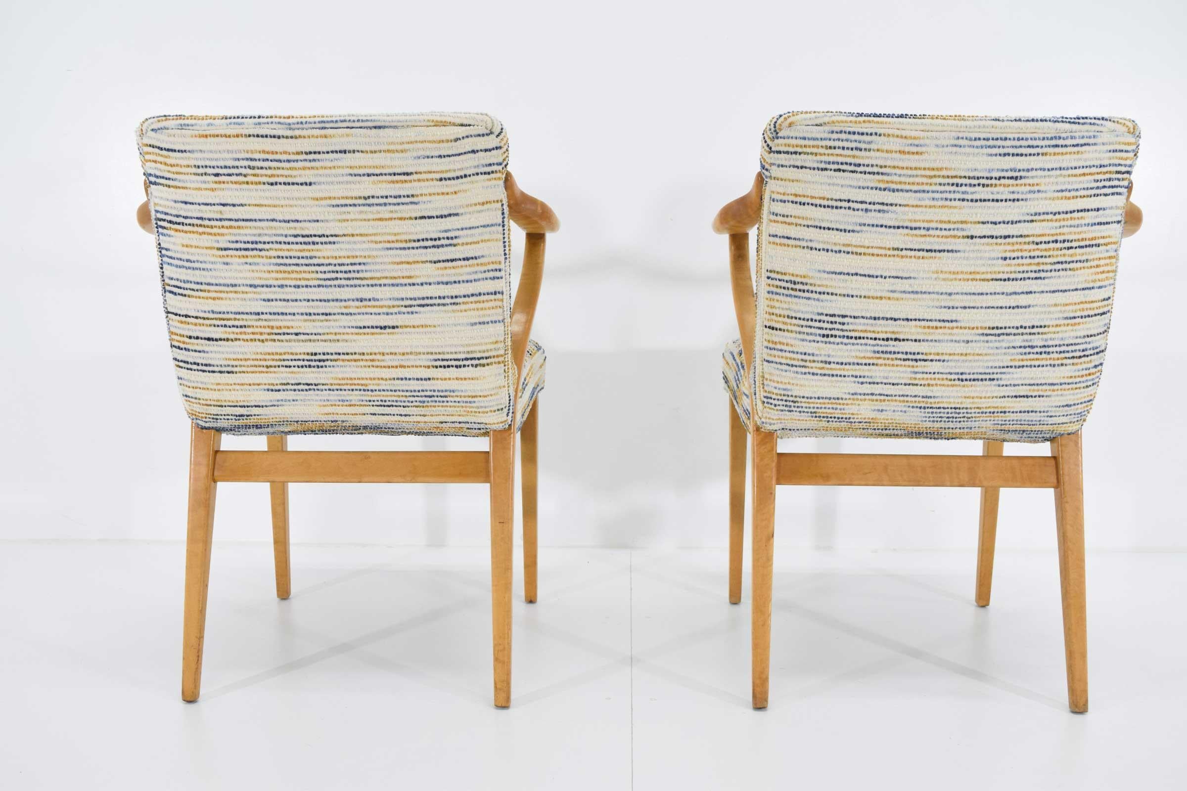 Axel Larsson for Bodafors Armchairs, 1936 in Blue/Gold Upholstery In Good Condition In Dallas, TX