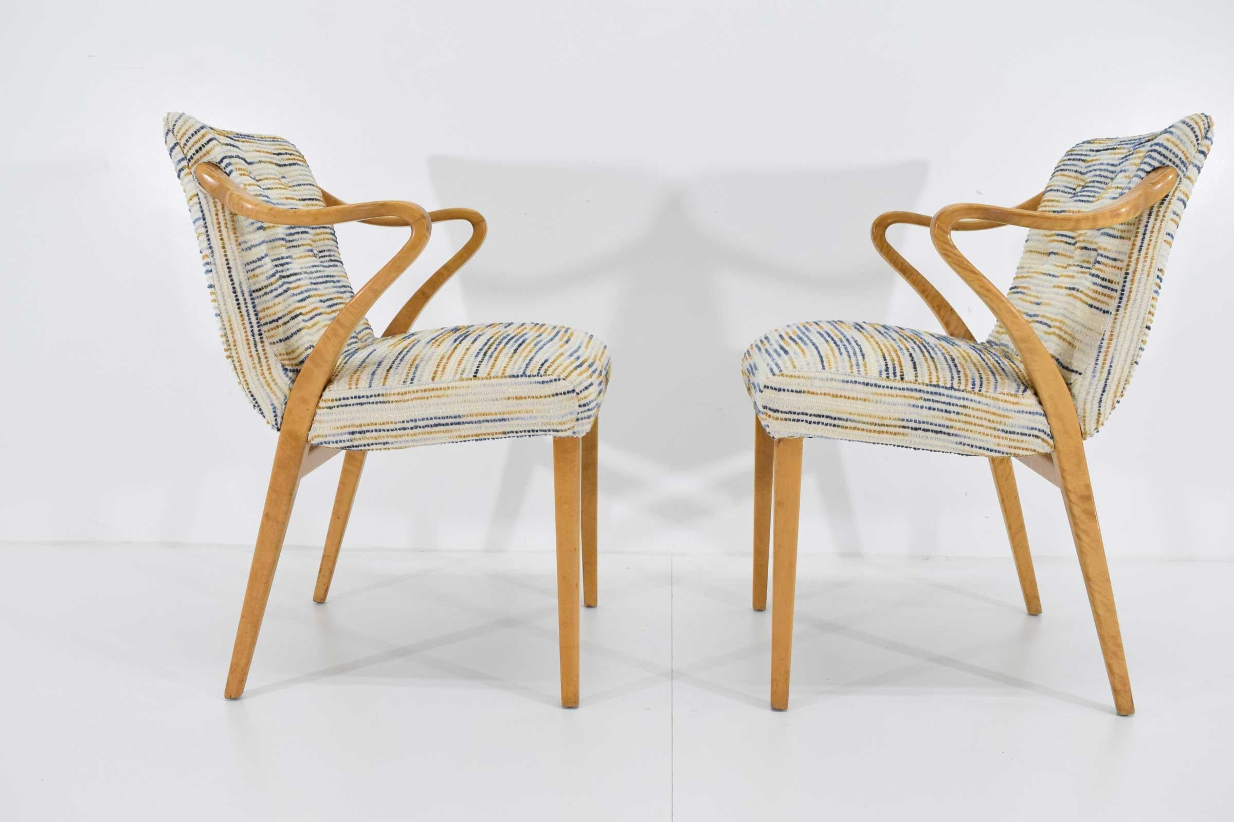 Axel Larsson for Bodafors Armchairs, 1936 in Blue/Gold Upholstery 1