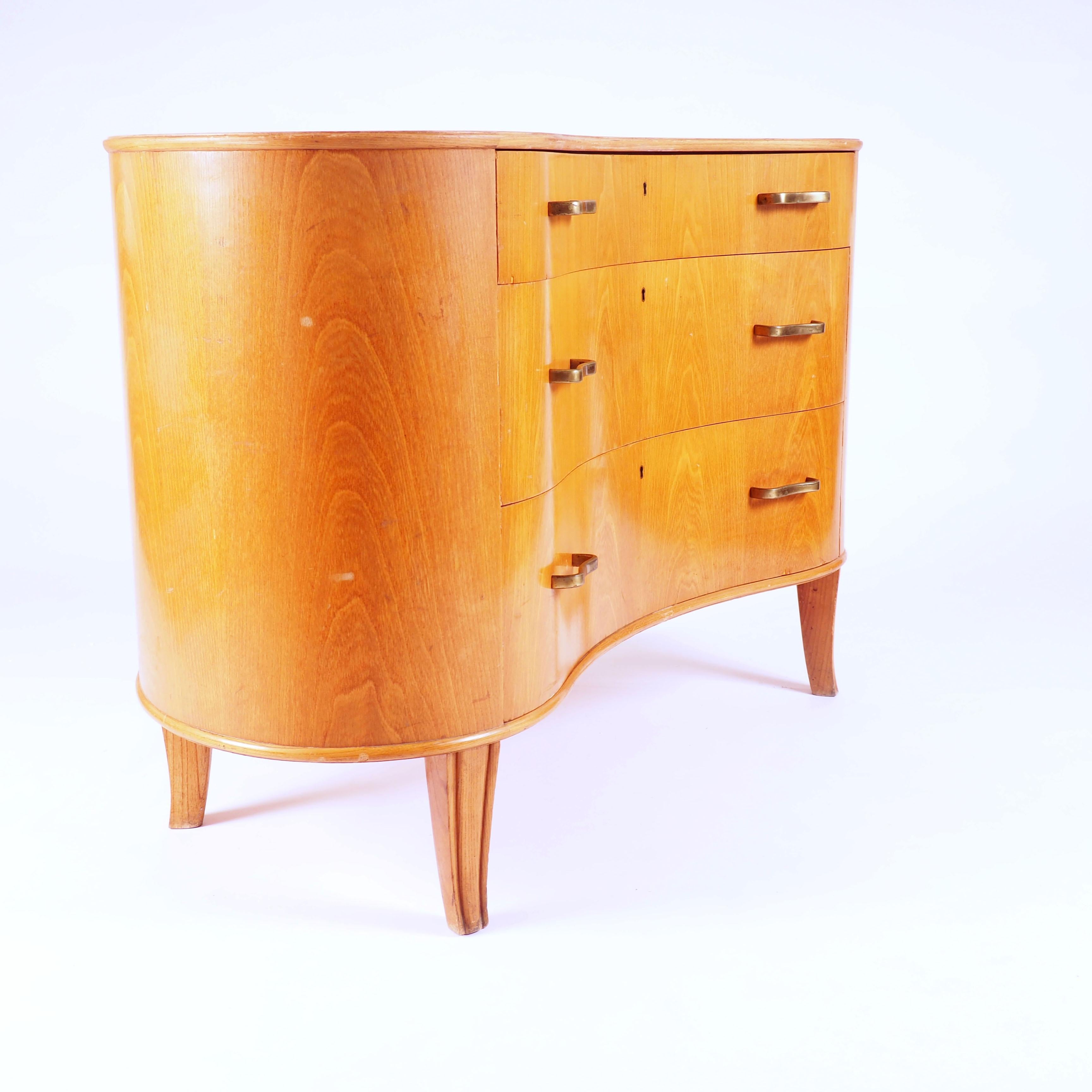Scandinavian Modern Axel Larsson Kidney Shaped Chest of Drawers Made by Bodafors, Sweden For Sale