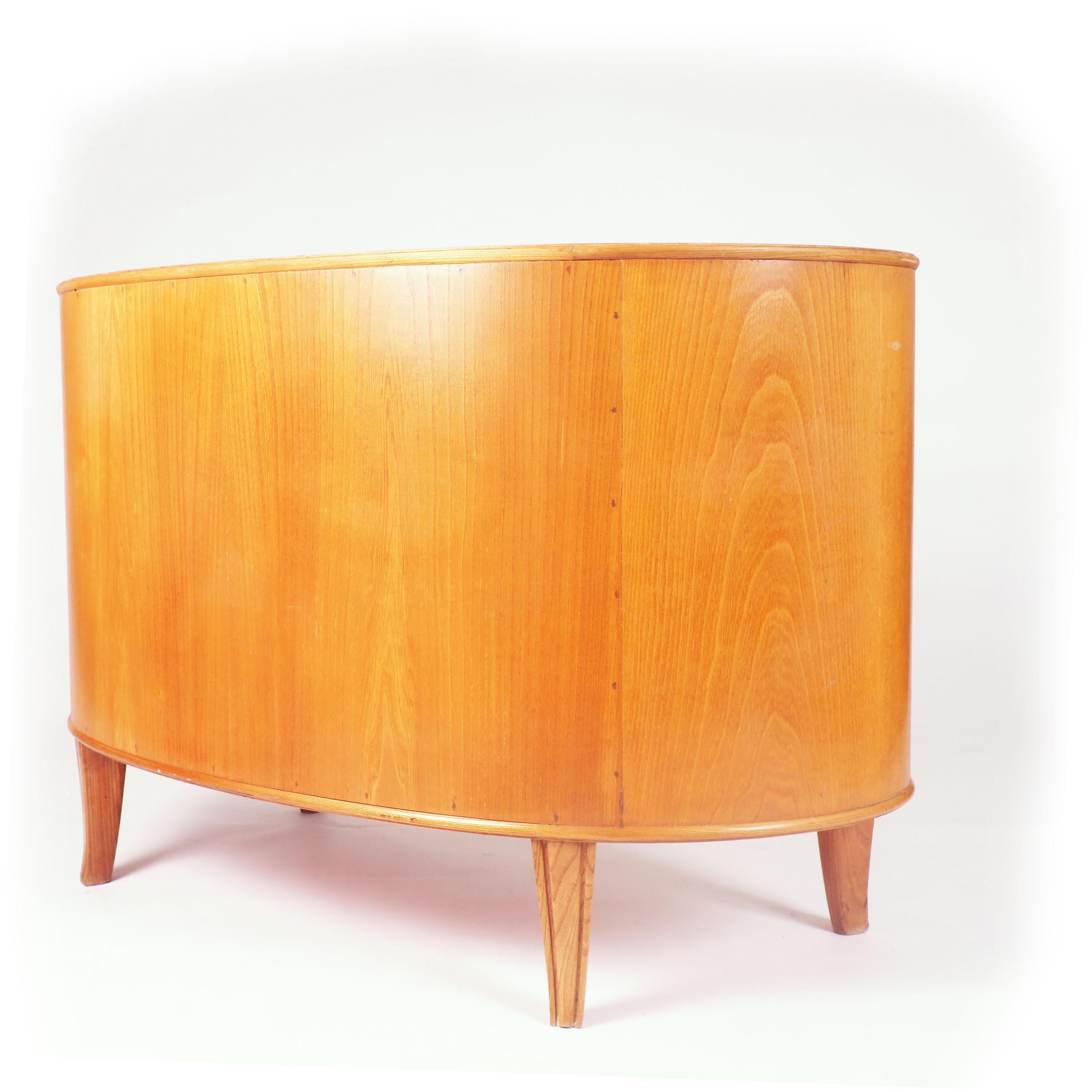 Elm Axel Larsson Kidney Shaped Chest of Drawers Made by Bodafors, Sweden For Sale