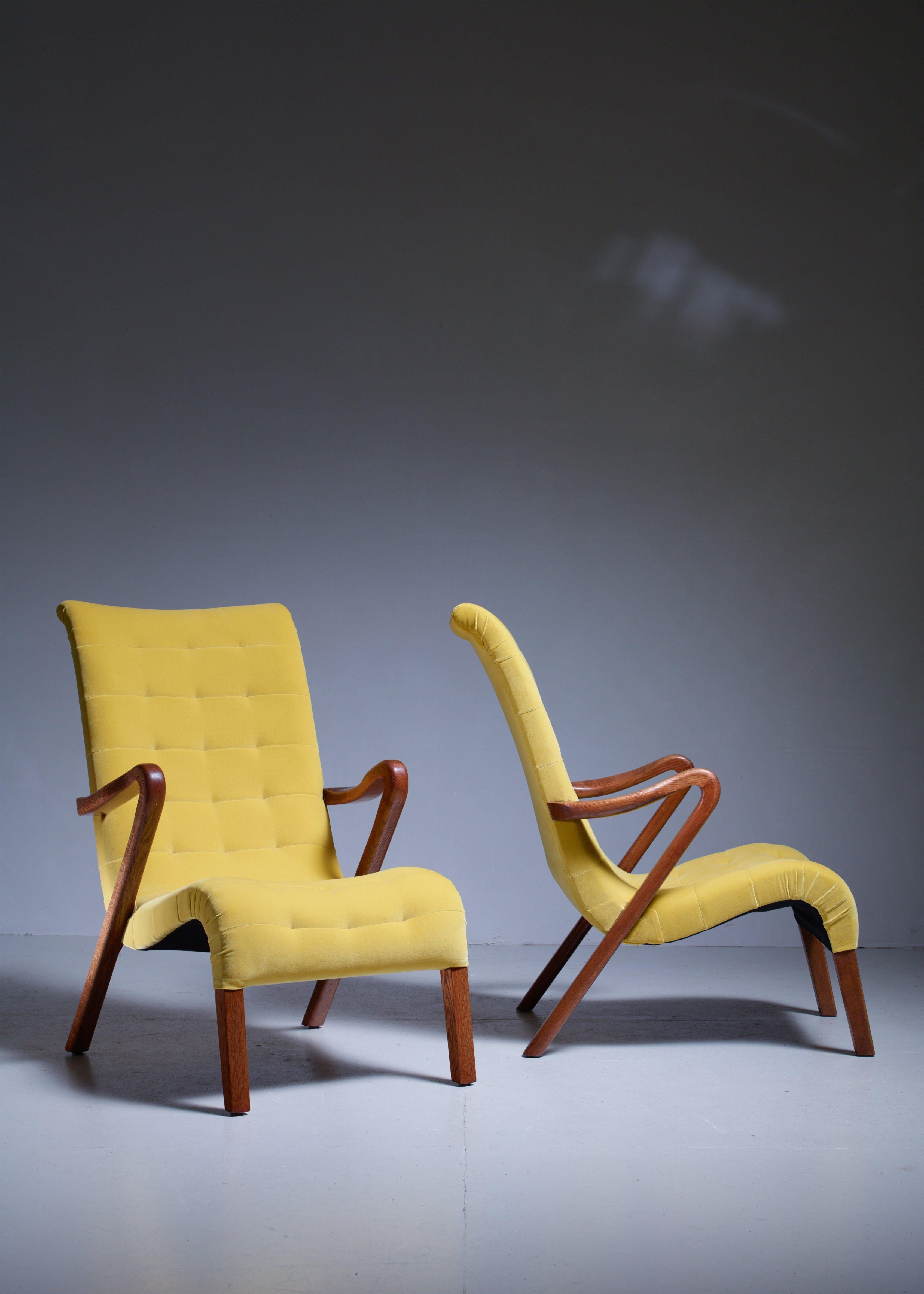 Swedish Axel Larsson Pair of Lounge Chairs, Sweden, 1940s For Sale
