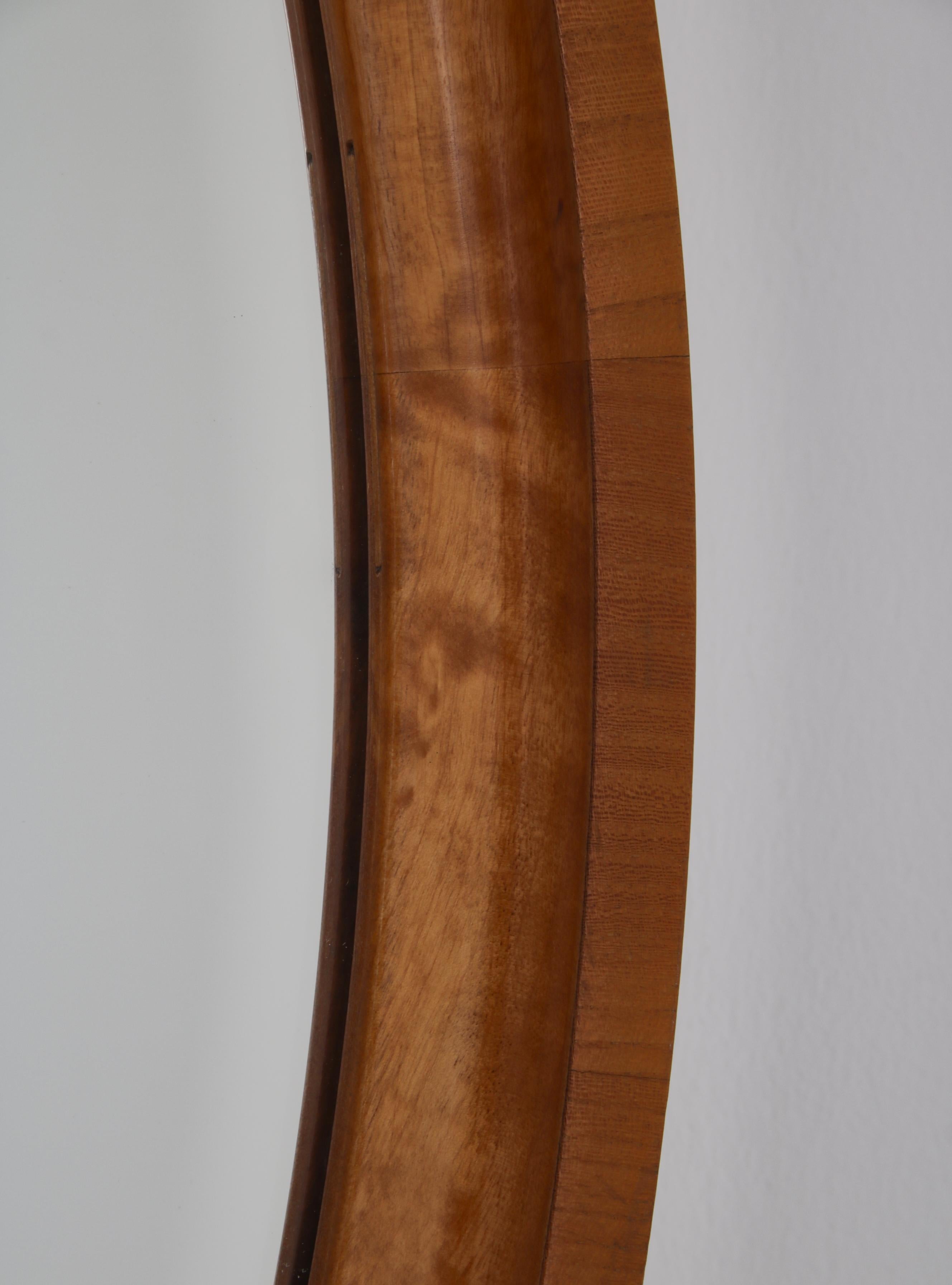 Axel Larsson Round Mirror in Flame Birch for Svenska Möbelfabriken, 1930s For Sale 1