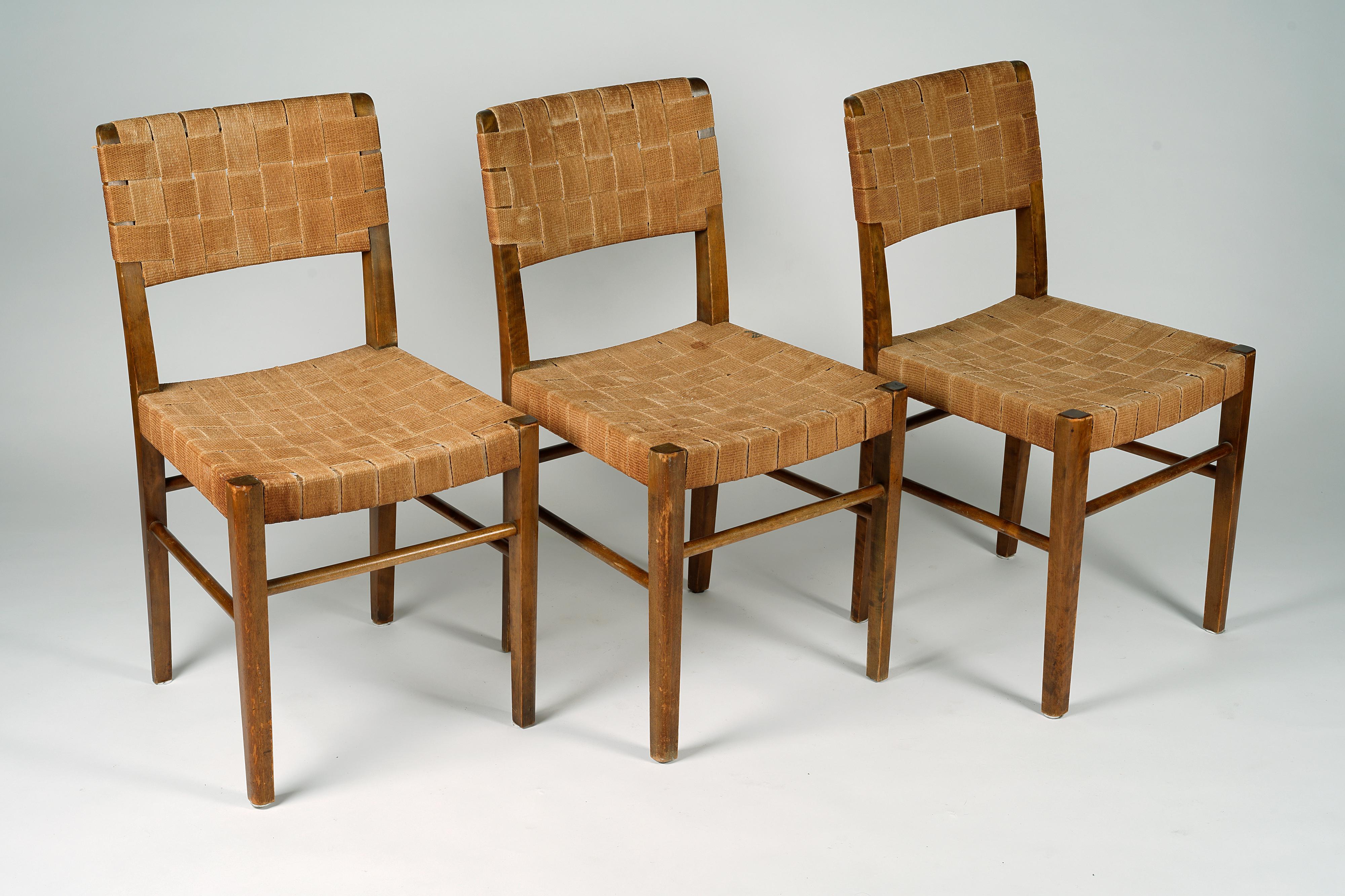 Scandinavo moderno Axel Larsson, set di tre sedie, modello 905, anni '30 in vendita