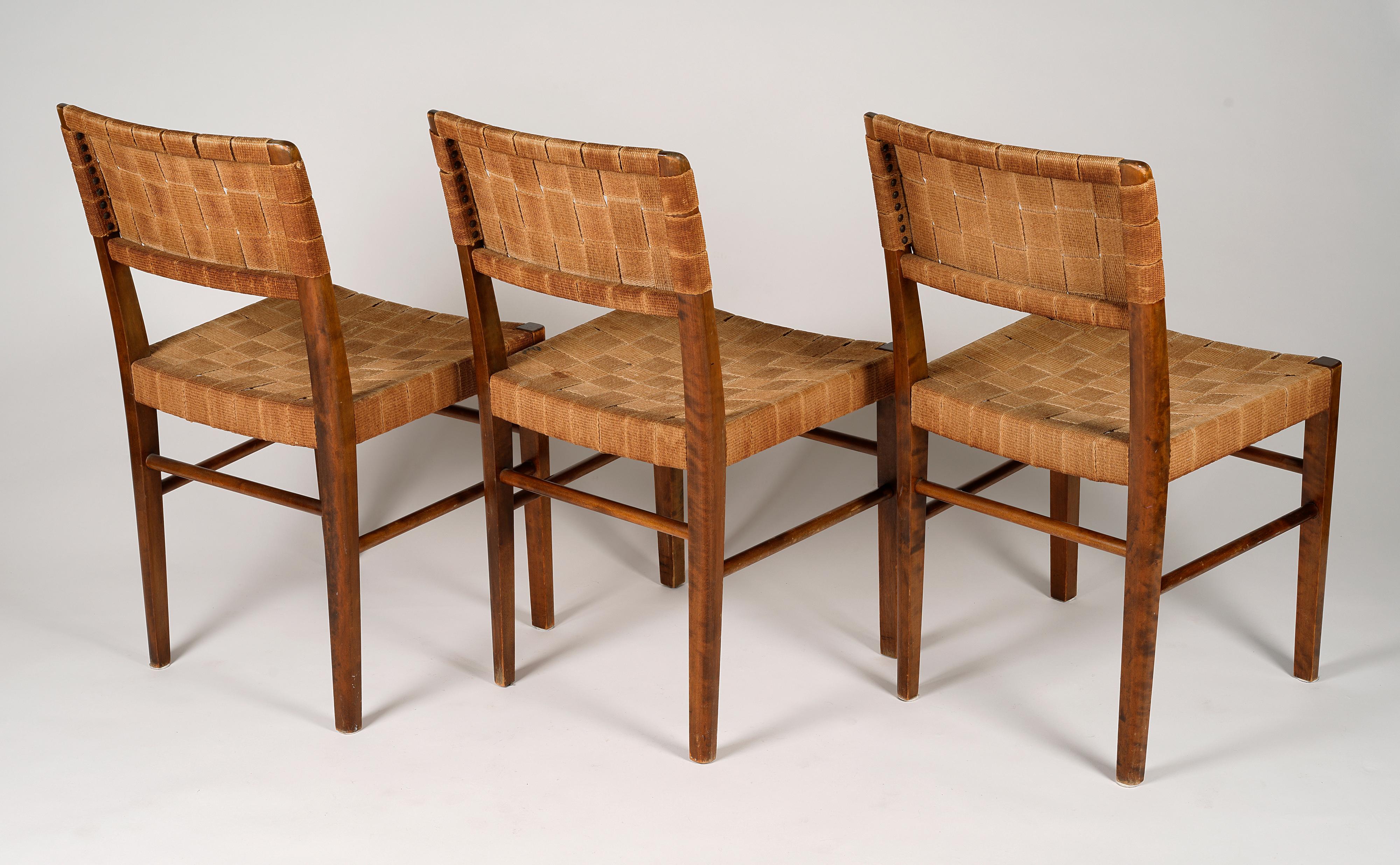 Mordenzato Axel Larsson, set di tre sedie, modello 905, anni '30 in vendita