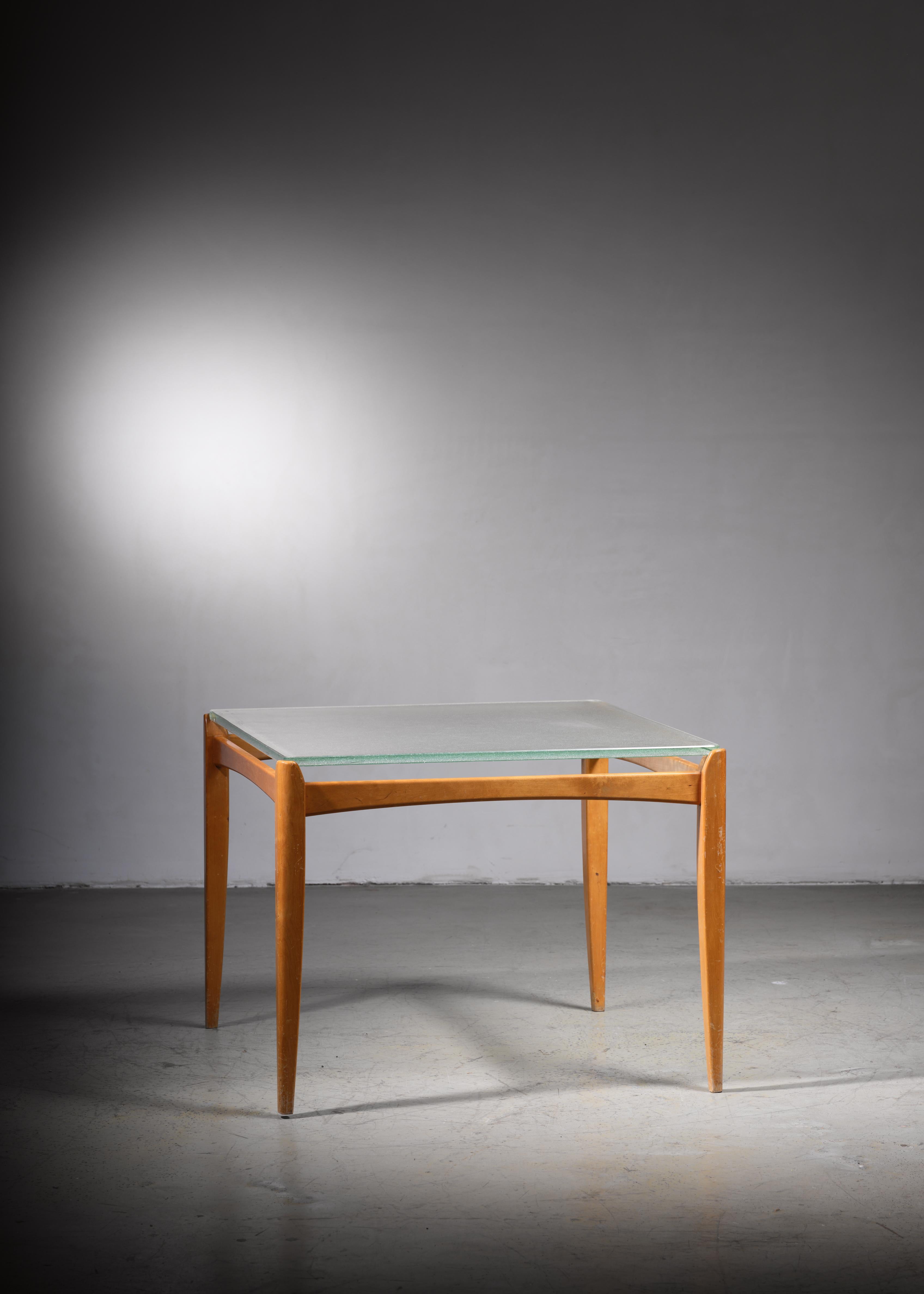 Scandinavian Modern Axel Larsson Table with Glass Top, Bodafors, Sweden, 1930s For Sale