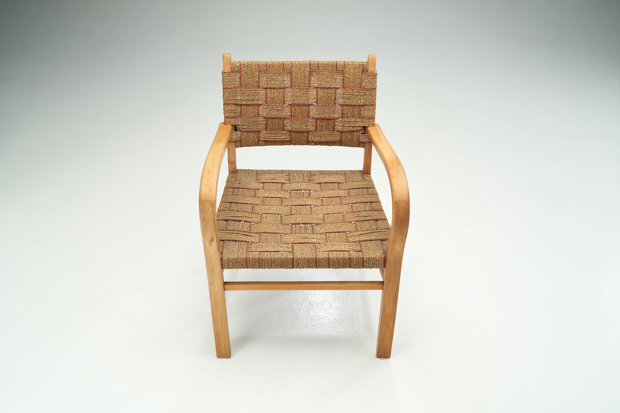 Mid-20th Century Axel Larsson Twisted Cord Armchair for SMF Bodafors, Sweden 1930s