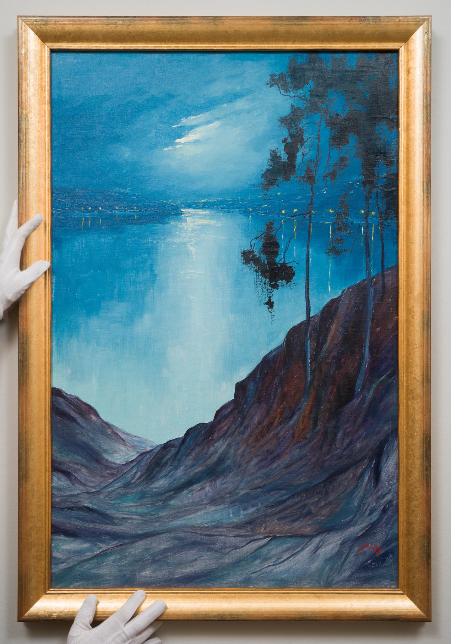 Midnight Reflections From the Artist Lidingö Studio - Painting by Axel Lind