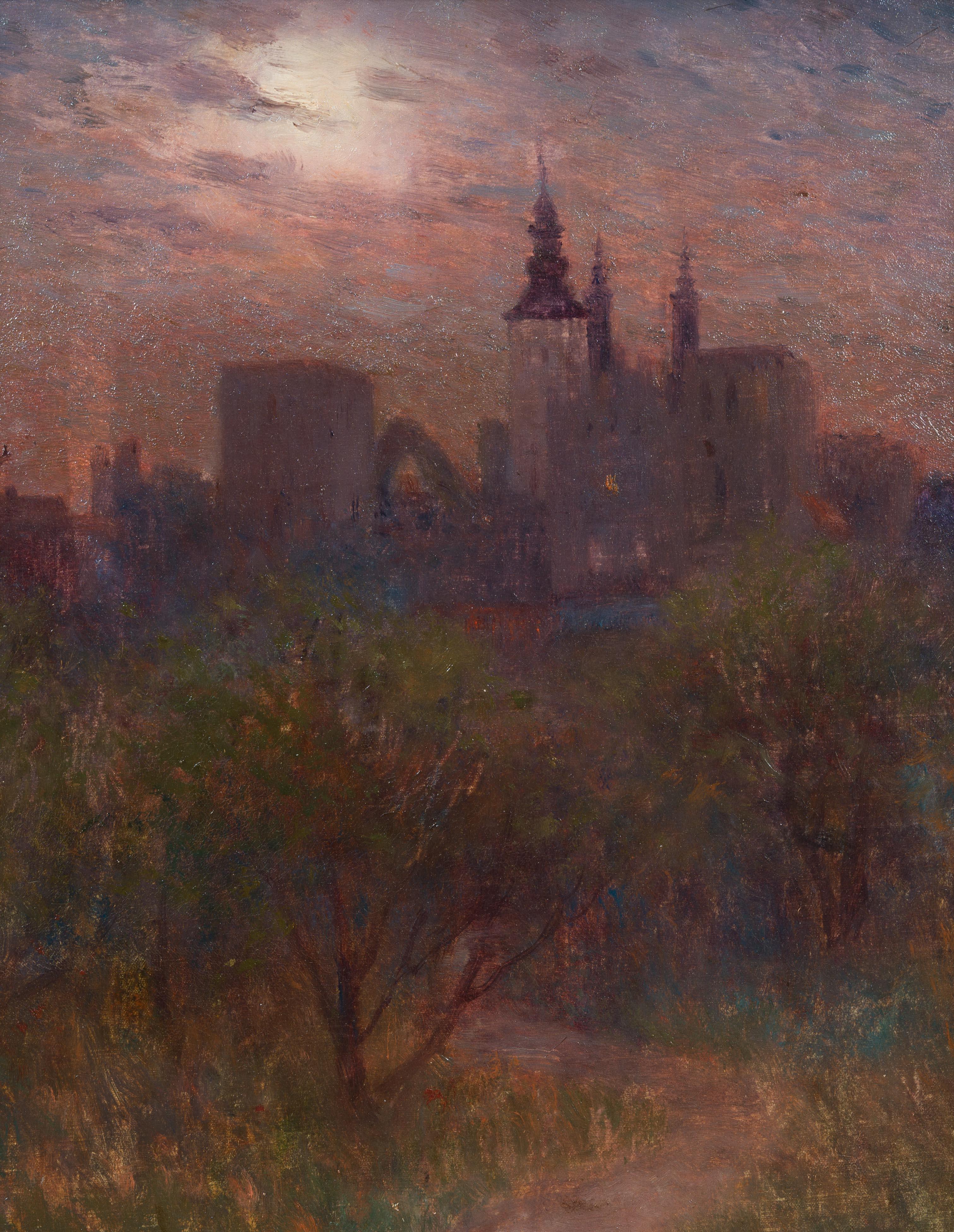 Evening Sun, View of Visby, c. 1896 - Painting by Axel Lindman