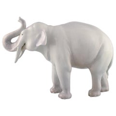 Antique Axel Locher for Royal Copenhagen, Large and Rare Porcelain Figure, Elephant