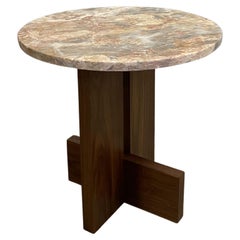 Axel Marble Topped Solid Walnut Side Table by Mary Ratcliffe Studio
