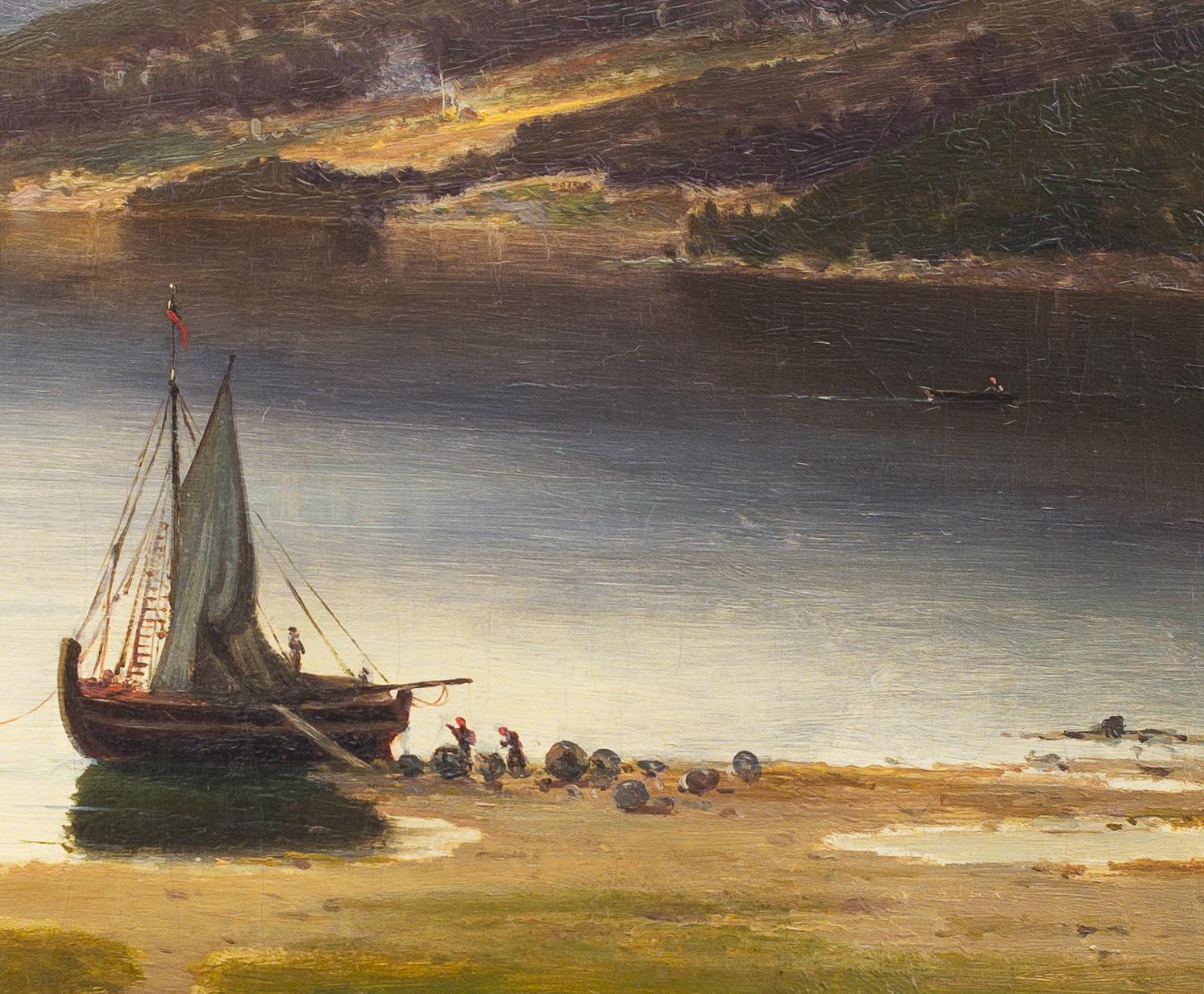 Setting Out in the Fjords 1858 by Swedish Artist Axel Nordgren, Oil on Canvas 1