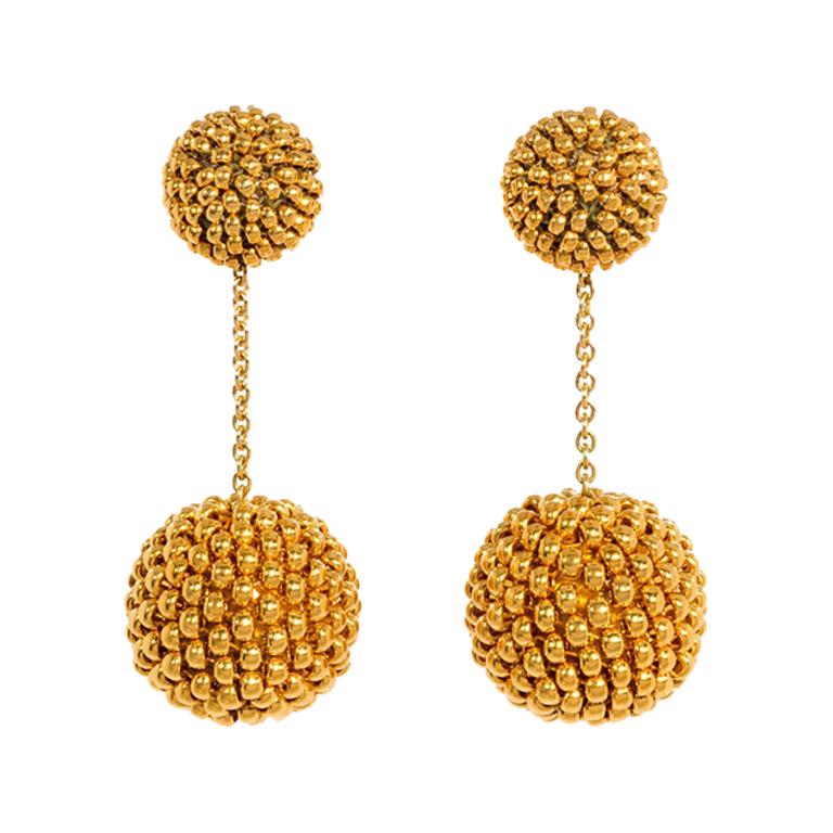 Axel Russmeyer Beaded Ball Earrings with Gold Chains, See Other Colors/Styles