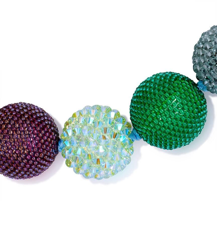 Axel Russmeyer, colliers de boules de perles en bronze, vert et or Neuf - En vente à New York, NY