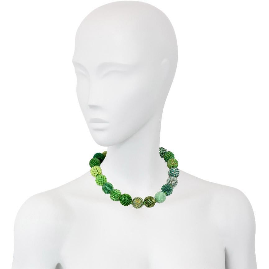 Axel Russmeyer Beaded Ball Necklaces in Bronze, Green, and Golden Tones For Sale 3