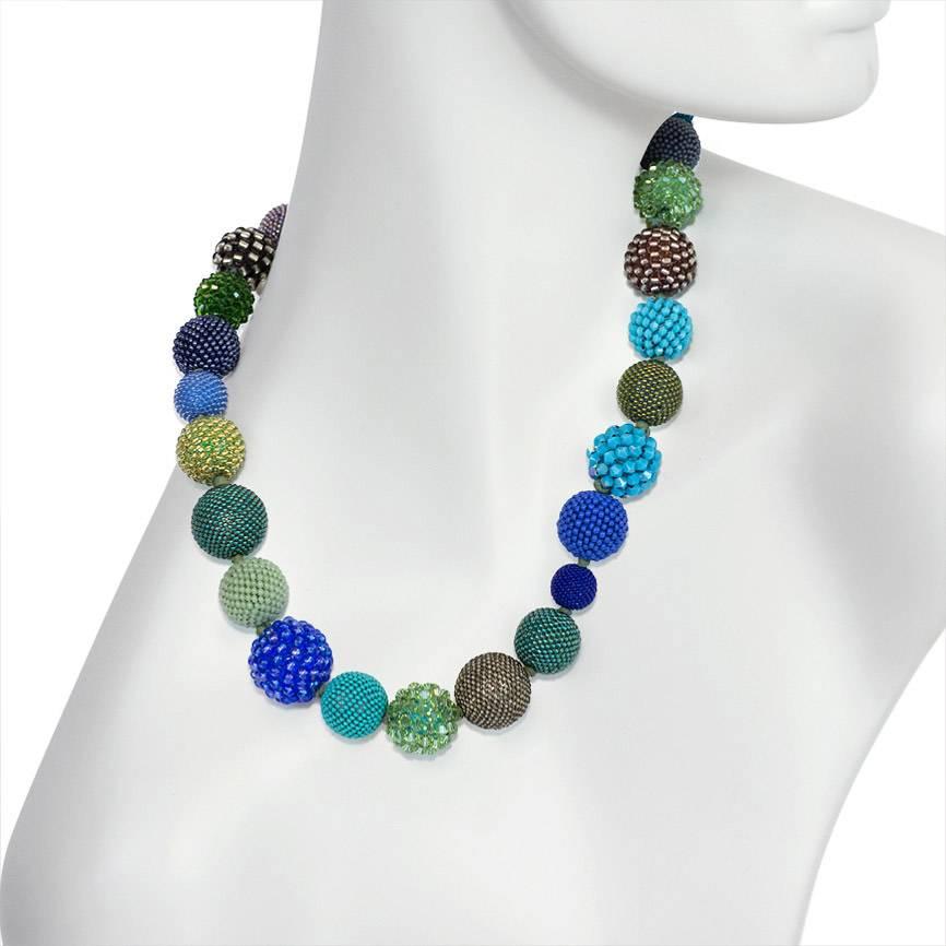 Axel Russmeyer Crystal and Glass Beaded Ball Necklace In New Condition In New York, NY