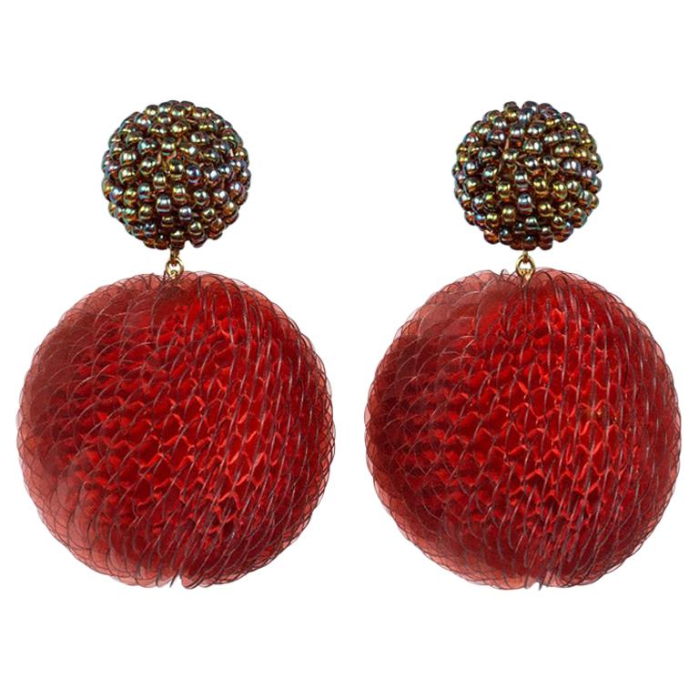 Axel Russmeyer Glass and Blue Crystal Beaded Earrings, See Other Colors