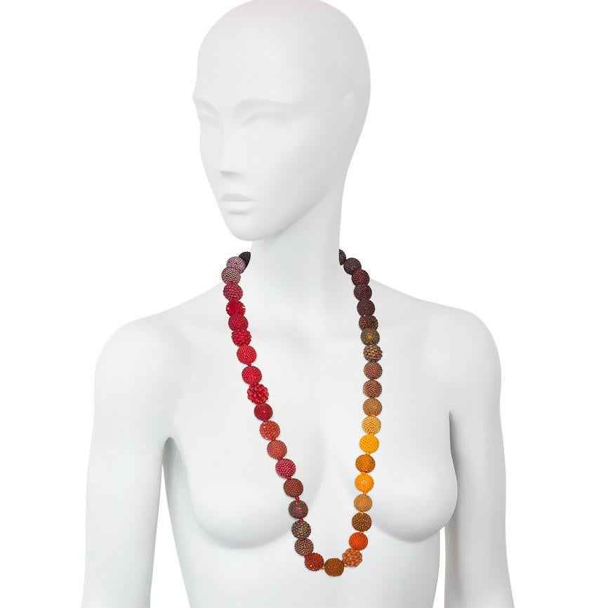 orange and blue beaded necklace