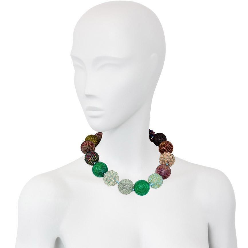 Axel Russmeyer, colliers de boules de perles en bronze, vert et or Unisexe en vente
