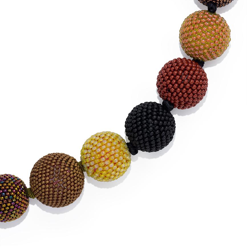 Axel Russmeyer Beaded Ball Necklaces in Bronze, Green, and Golden Tones In New Condition For Sale In New York, NY