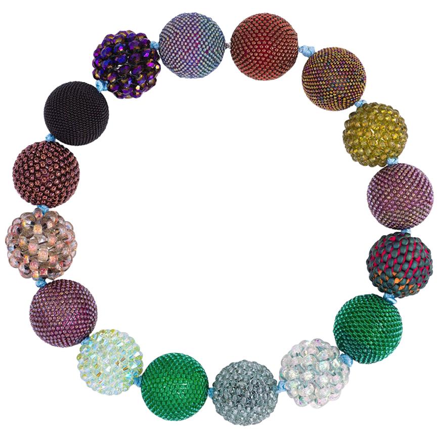 Axel Russmeyer Beaded Ball Necklaces in Bronze, Green, and Golden Tones