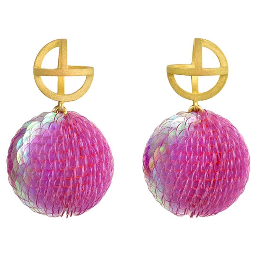 Axel Russmeyer Handmade Gold and Sequin Earrings, See Other Color/Style Options For Sale