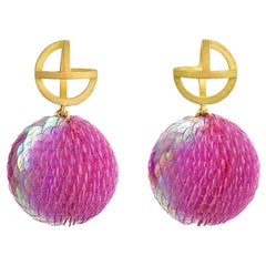 Axel Russmeyer Handmade Gold and Sequin Earrings, See Other Color/Style Options