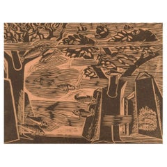 Axel Salto, Woodcut Print on Japanese Paper, Dated 1933