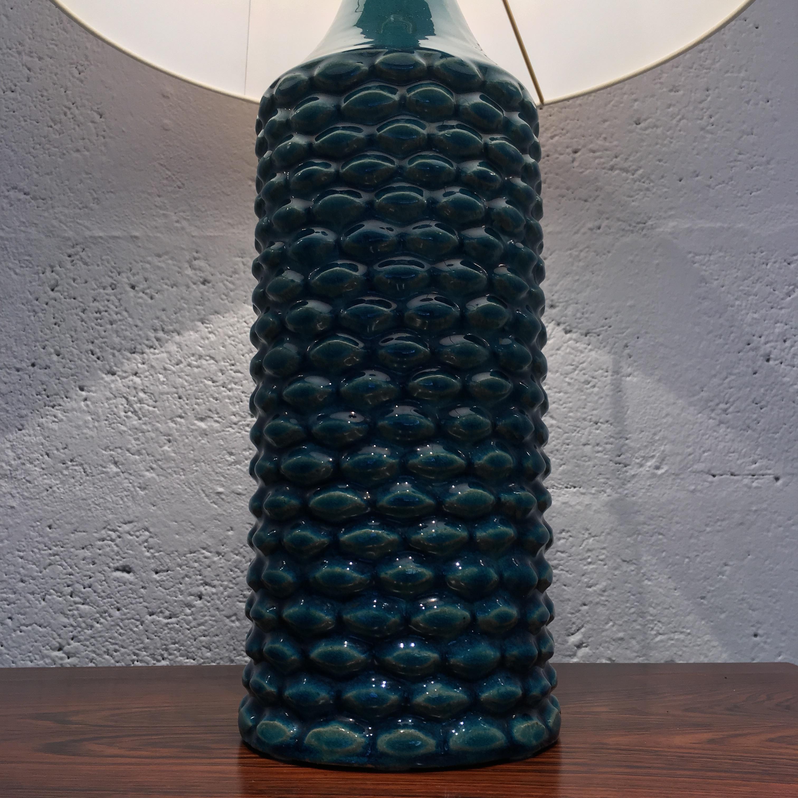 Danish Axel Salto, a Royal Copenhagen Stoneware Table Lamp in Celadon Bllue, circa 1969 For Sale