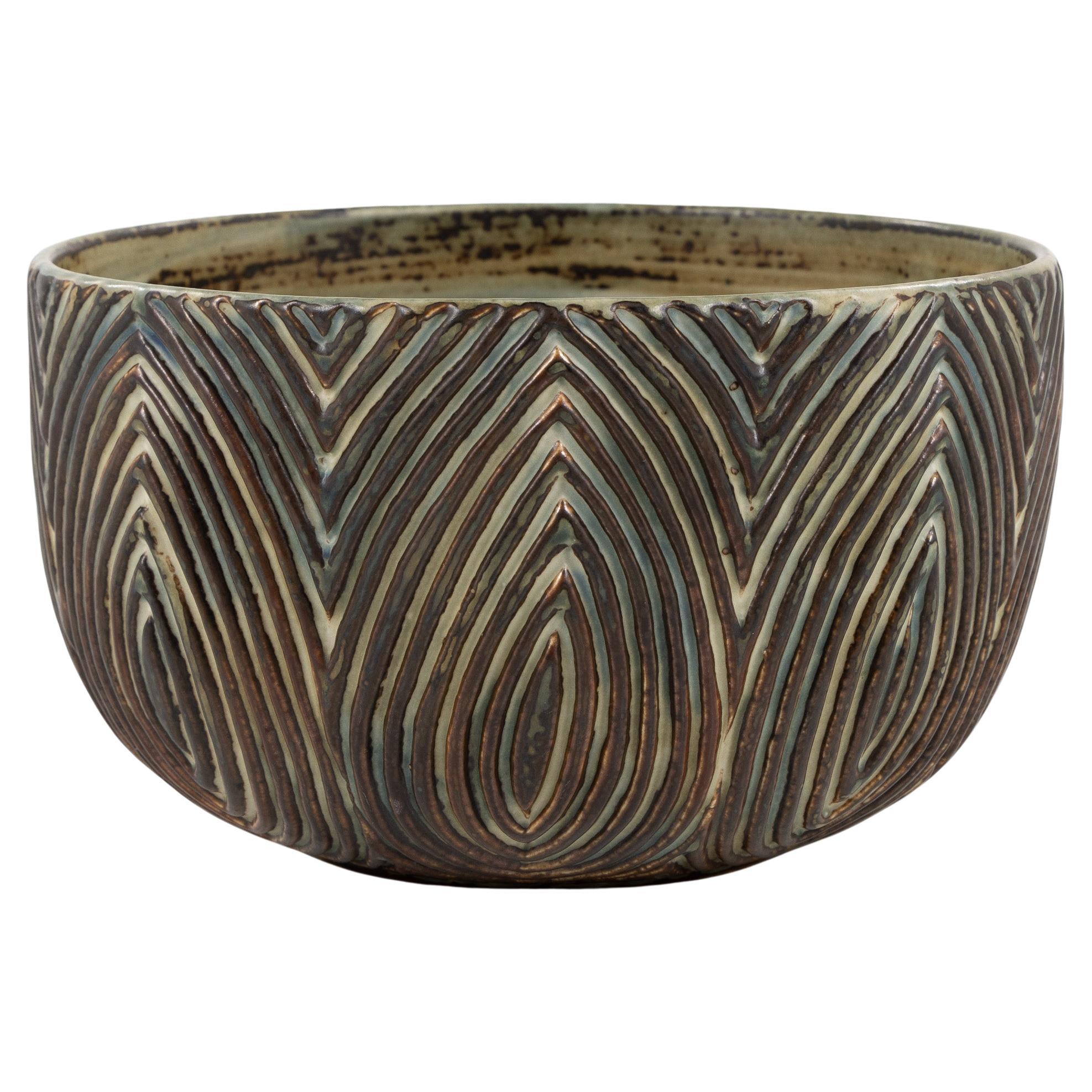Fluted stoneware bowl by Axel Salto, 1950s