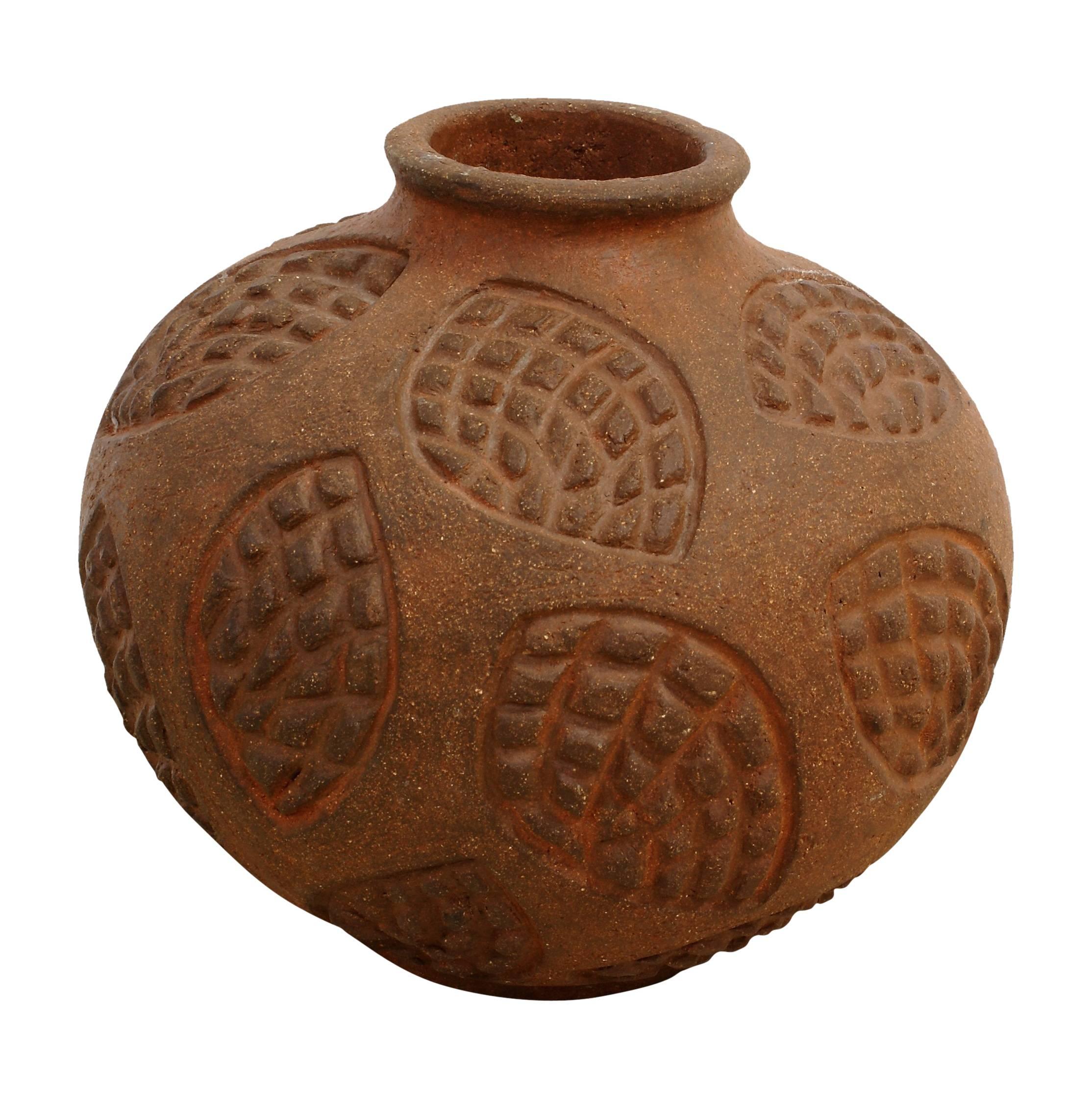 Scandinavian Modern Axel Salto Circular Roche Stoneware Vase for Royal Copenhagen