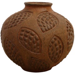 Axel Salto Circular Roche Stoneware Vase for Royal Copenhagen