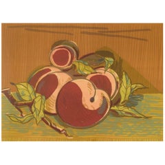 Axel Salto, Color Lithography, Number 296/310, Peaches, 1920s