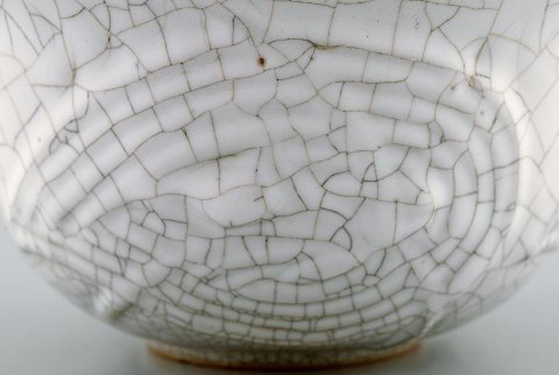 Scandinavian Modern Axel Salto for Royal Copenhagen, Crackled / Craquelé Bowl in Glazed Stoneware