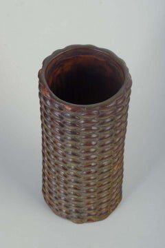 Axel Salto for Royal Copenhagen. Cylindrical ceramic vase. Budding style. 1940s