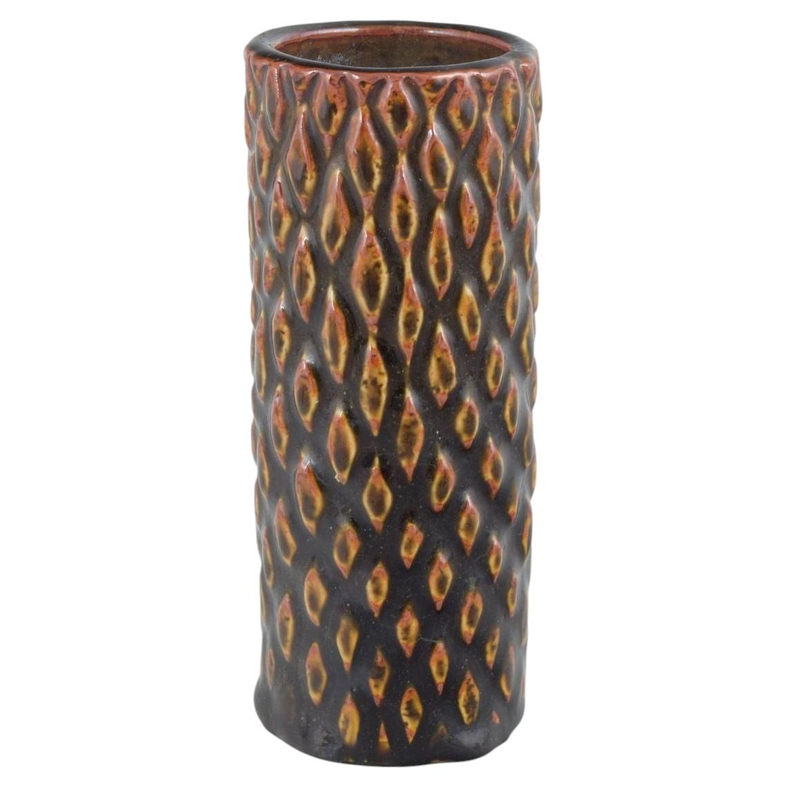 Axel Salto for Royal Copenhagen. Cylindrical stoneware vase in budding style.