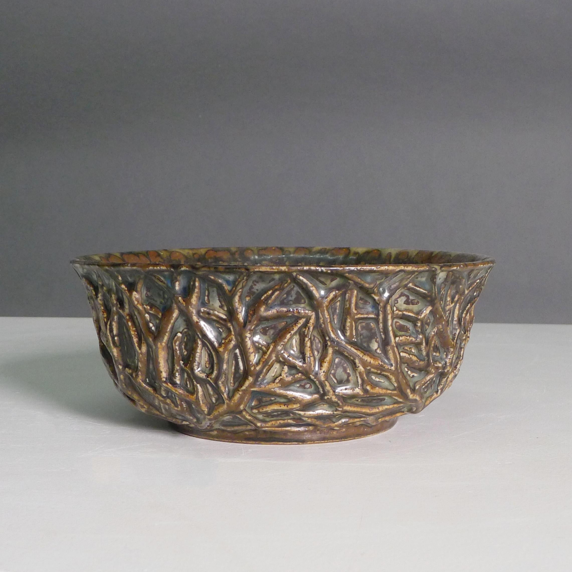 Mid-Century Modern Axel Salto pour Royal Copenhagen, grand bol en céramique, n° 20729, glaçure Sung, 1965 en vente