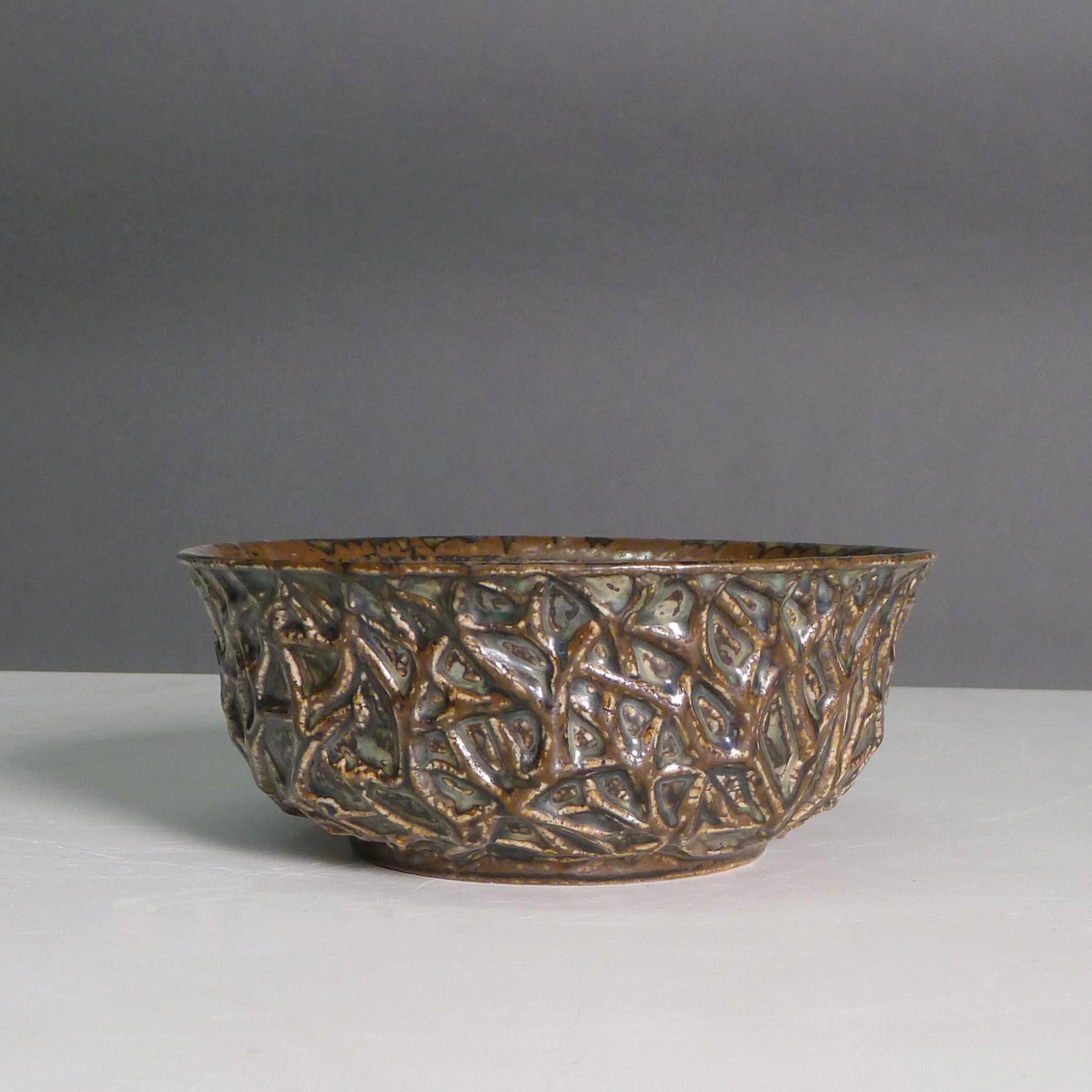 Danois Axel Salto pour Royal Copenhagen, grand bol en céramique, n° 20729, glaçure Sung, 1965 en vente