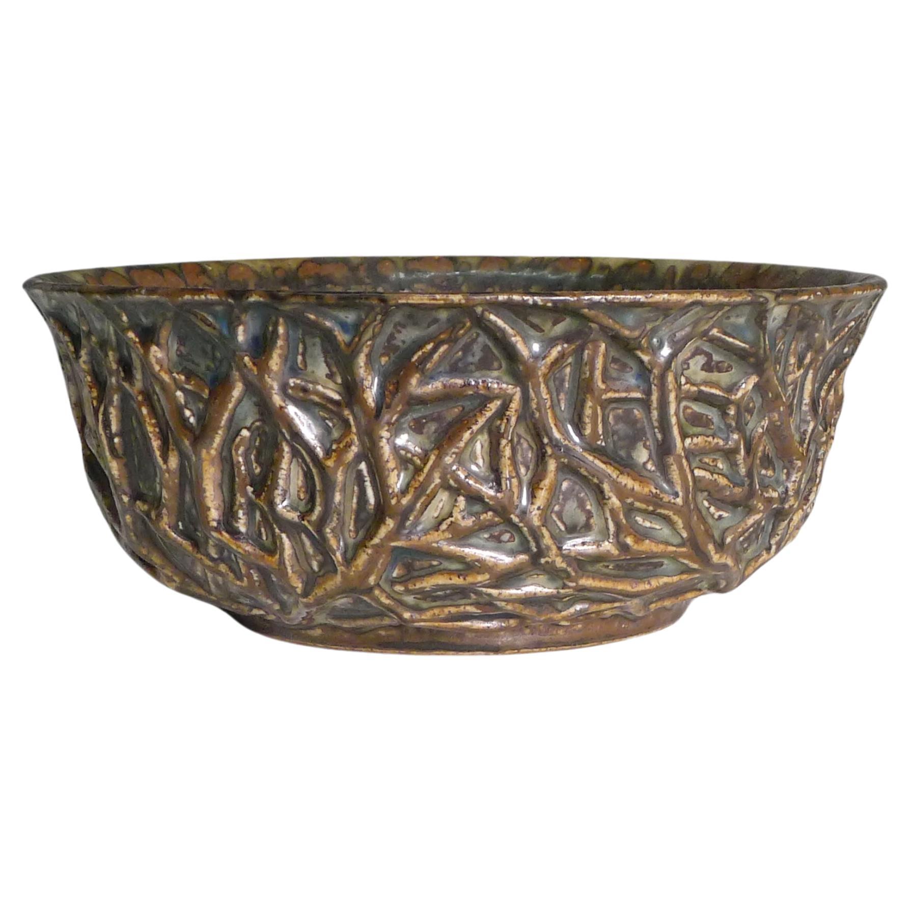 Axel Salto for Royal Copenhagen, Large Ceramic Bowl, no. 20729, Sung Glaze, 1965