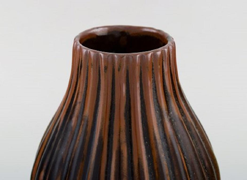 Modern Axel Salto for Royal Copenhagen, Onion Shaped Vase with Fluted Corpus