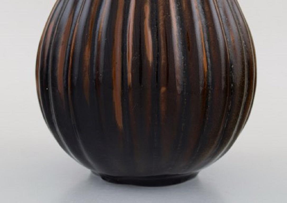 Danish Axel Salto for Royal Copenhagen, Onion Shaped Vase with Fluted Corpus