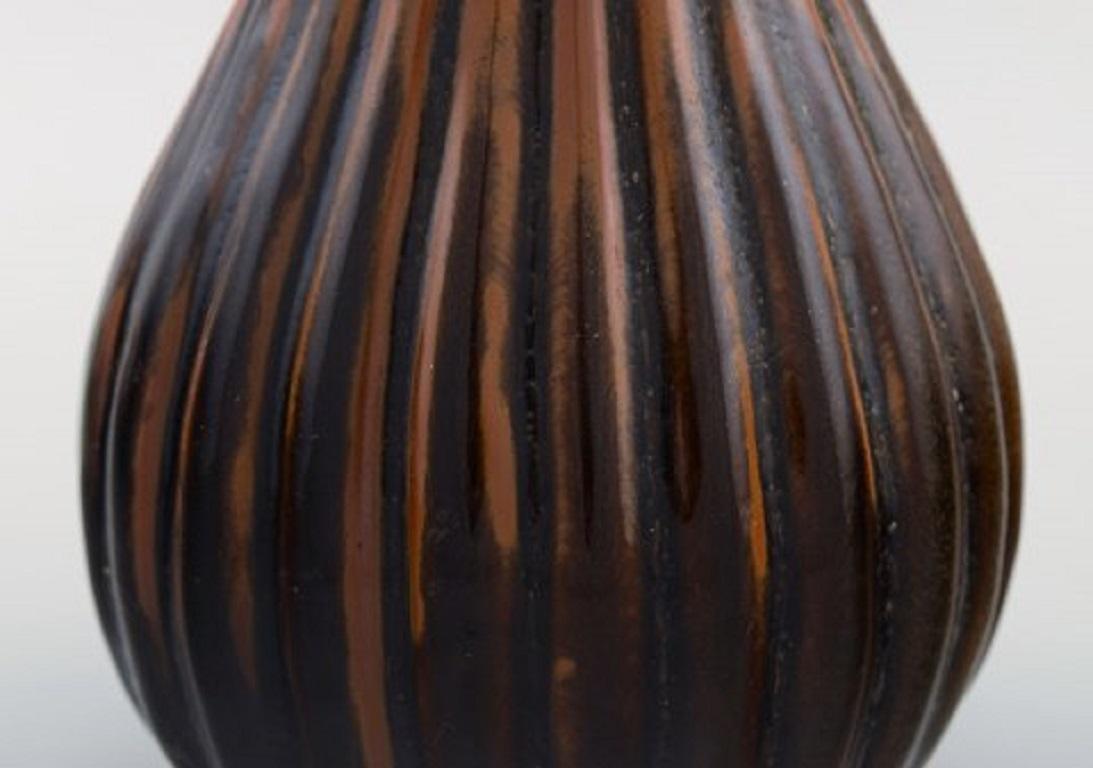 Mid-20th Century Axel Salto for Royal Copenhagen, Onion Shaped Vase with Fluted Corpus