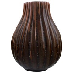 Axel Salto for Royal Copenhagen, Onion Shaped Vase with Fluted Corpus