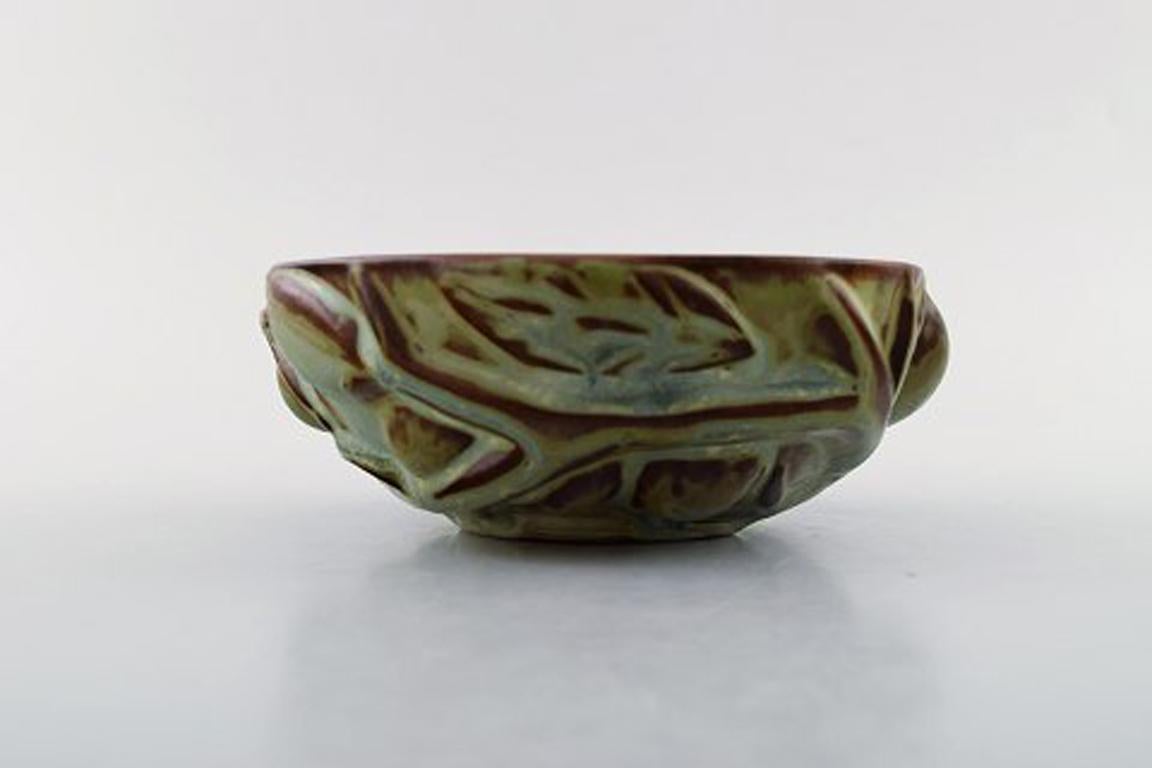 Scandinavian Modern Axel Salto for Royal Copenhagen, Stoneware Bowl Modeled in Organic Shape