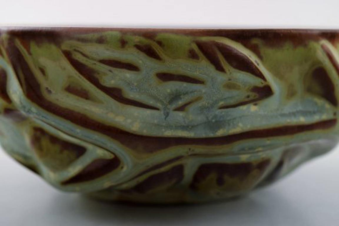 Axel Salto for Royal Copenhagen, Stoneware Bowl Modeled in Organic Shape 3