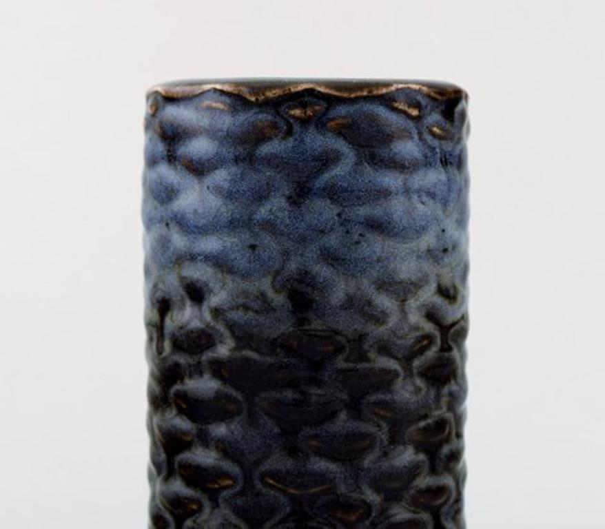 Scandinavian Modern Axel Salto for Royal Copenhagen. Stoneware Vase Modeled with Buds in Relief