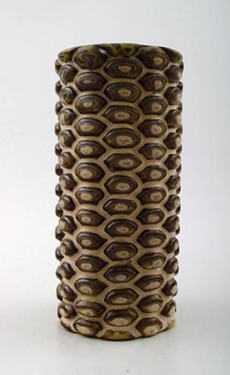 Scandinavian Modern Axel Salto for Royal Copenhagen Stoneware Vase Modelled with Buds in Relief